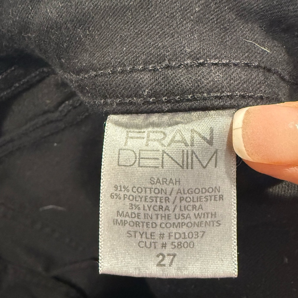 Fran Denim Black Skinny Jeans 27 Mid Rise Ripped Knee Stretch - Picture 4 of 4